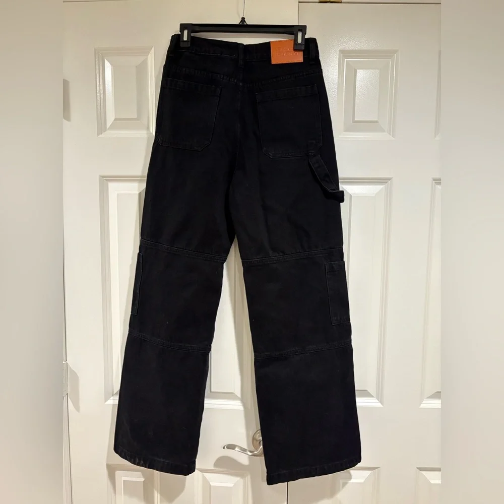 Princess Polly Wide Leg Cargo Black Pants Size 6 NWOT - Picture 4 of 6